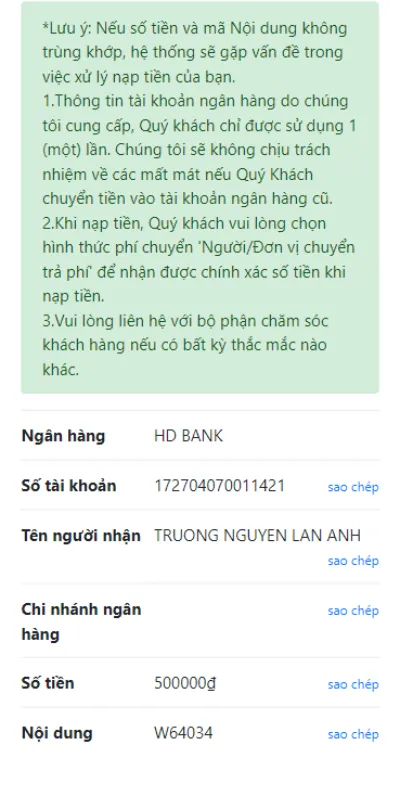 Các bước nạp tiền Rut88