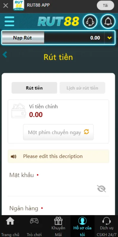 3 bước chi tiết cách rút tiền Rut88